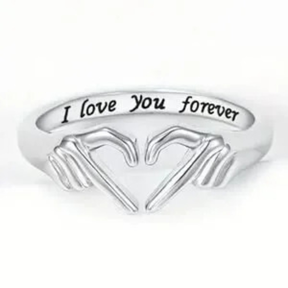 Hands Heart Silver Ring Adjustable Hands Christmas Valentine's Birthday Gift NEW